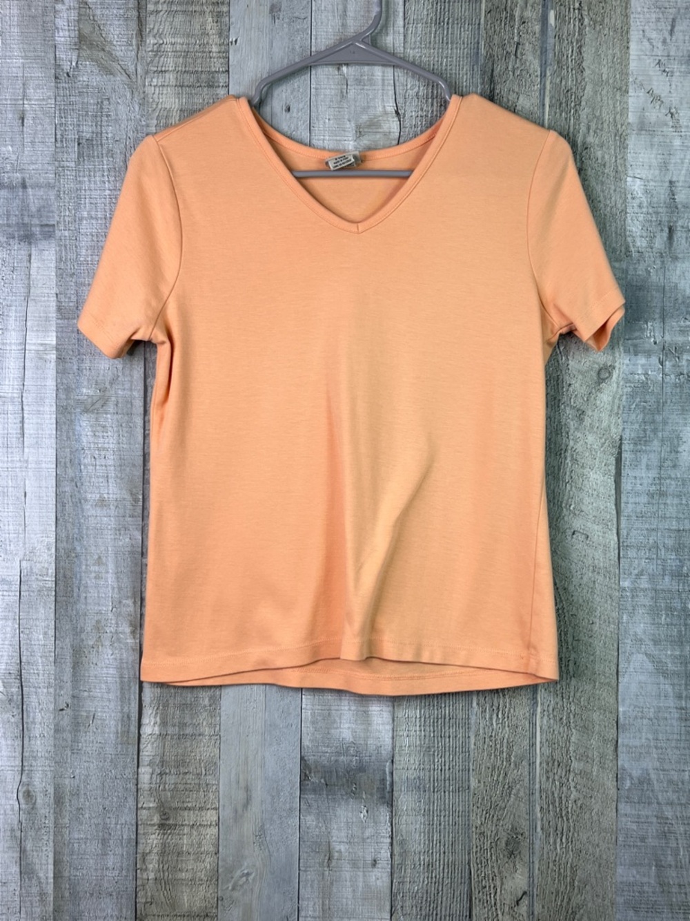 L. L. Bean 100% Supima Cotton XS-Reg Orange V-Neck Short Sleeve T-Shirt Top